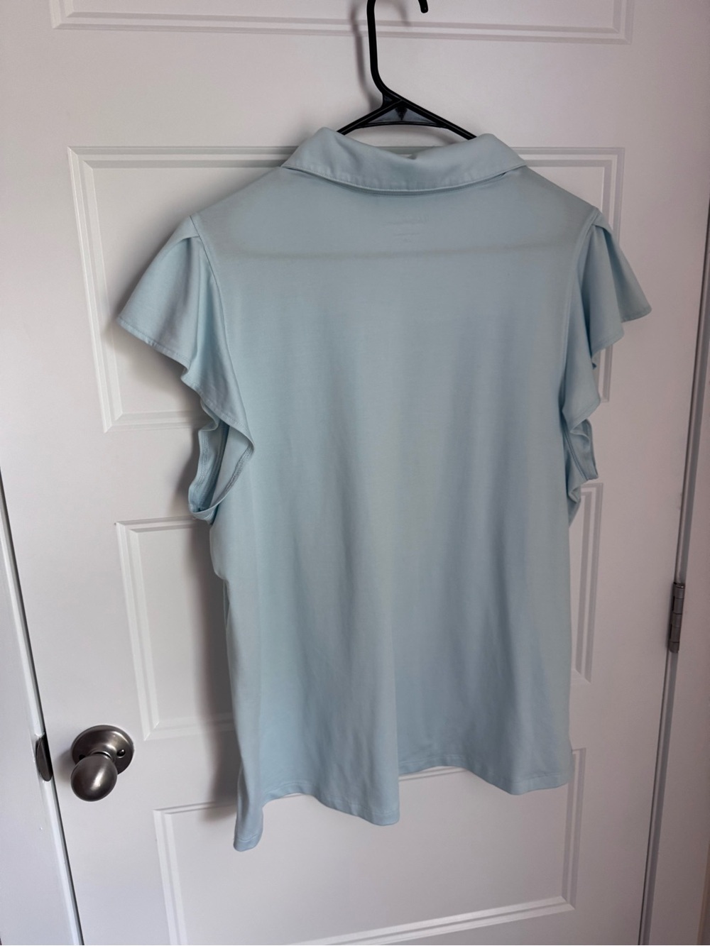 Walter Hagen Women’s Light Blue Polo Top with Flutter Sleeves - Picture 3 of 3